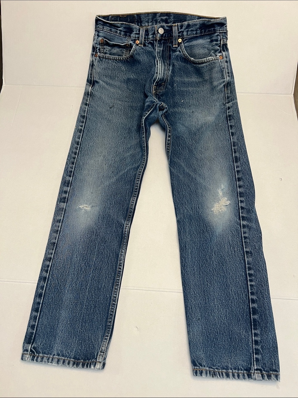 MEN’S LEVI’S 505 DISTRESSED STRAIGHT LEG MID RISE DENIM JEANS SIZE 32x30